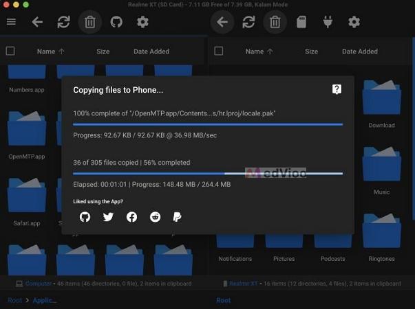 drop songs to Android storage