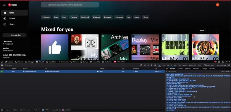 copy YouTube Music headers | Transfer Spotify Playlists to YouTube Music