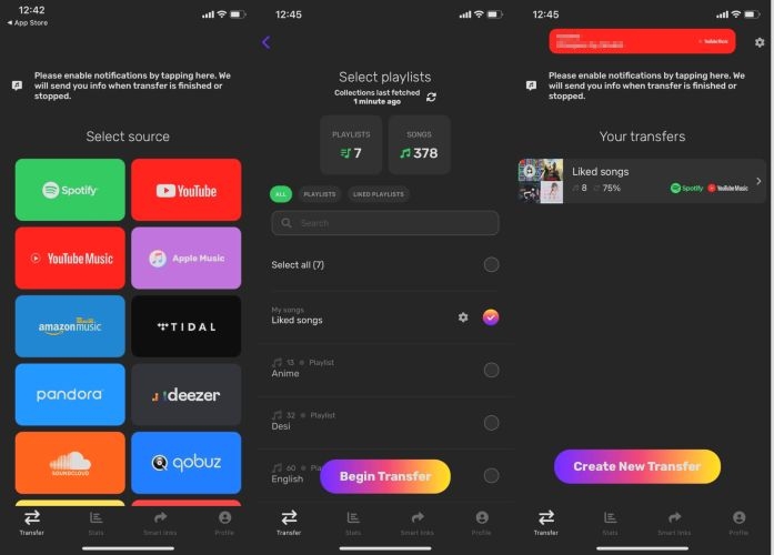 tap Begin Transfer | Transfer Spotify Playlists to YouTube Music