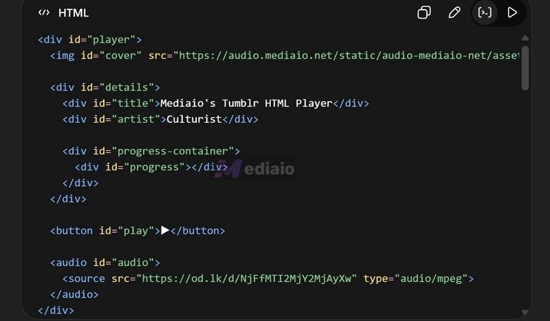 ask GPT for full HTML | Tumblr Music Players