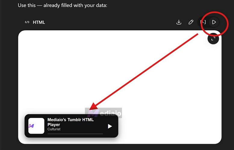 generate a code block | Tumblr Music Players
