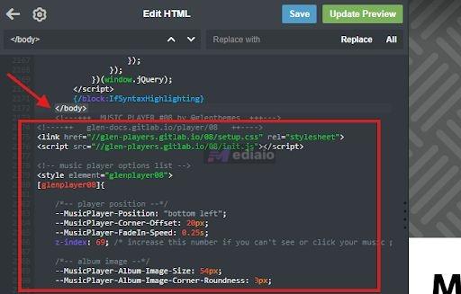 click Update preview | Tumblr Music Players