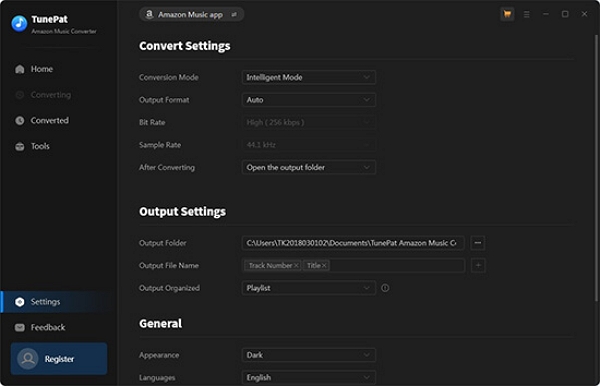 choose your desired output format | tunepat amazon music converter
