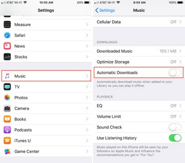 Automatic Downloads | how to stop auto download on apple music
