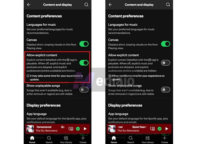 find Allow explicit content | What Does the E Mean on Spotify