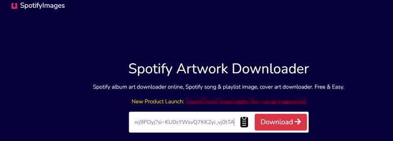 paste copied URL | Download Spotify Cover Art