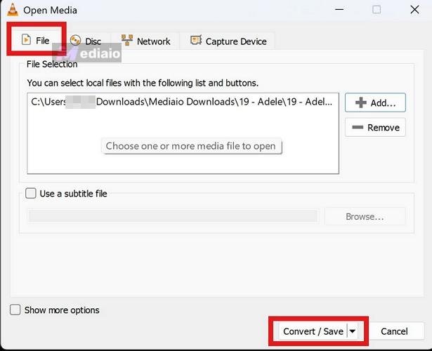 click Convert/Save | VLC Media Player Convert to MP3