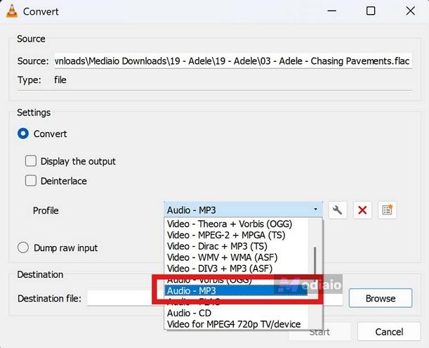 click wrench icon | VLC Media Player Convert to MP3