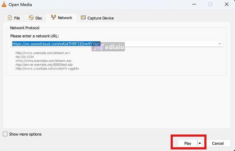 Open Media window | VLC Media Player Convert to MP3