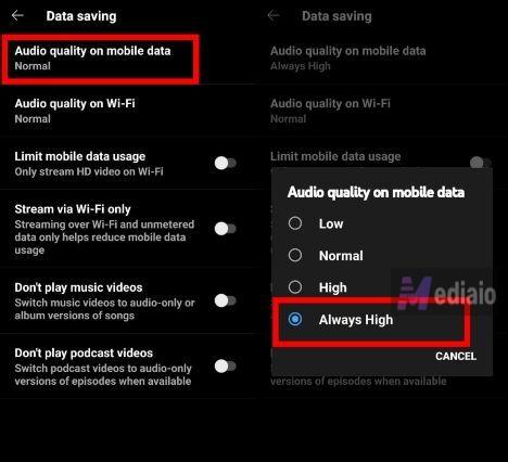 select High | Use YouTube Music Equalizer