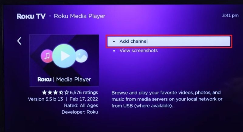 add Roku Media Player | YouTube Music on Roku