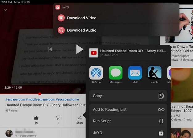 Share Sheet | YouTube Video Downloader Shortcuts